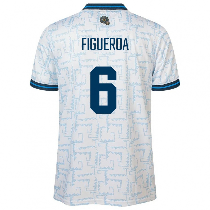 Kandiny Hombre Camiseta El Salvador Elder Figueroa #6 Blanco 2ª Equipación 24-26 La Camisa