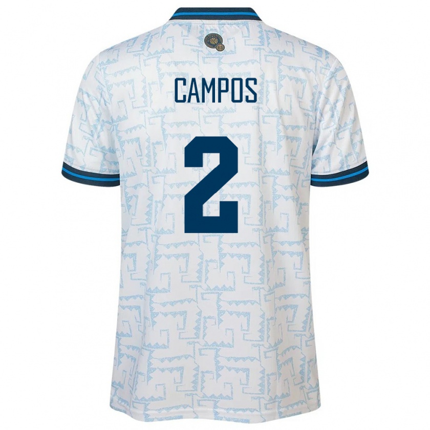 Kandiny Uomo Maglia El Salvador Adonis Campos #2 Bianco Kit Gara Away 24-26 Maglietta