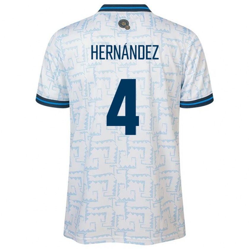 Kandiny Uomo Maglia El Salvador Elaily Hernández #4 Bianco Kit Gara Away 24-26 Maglietta