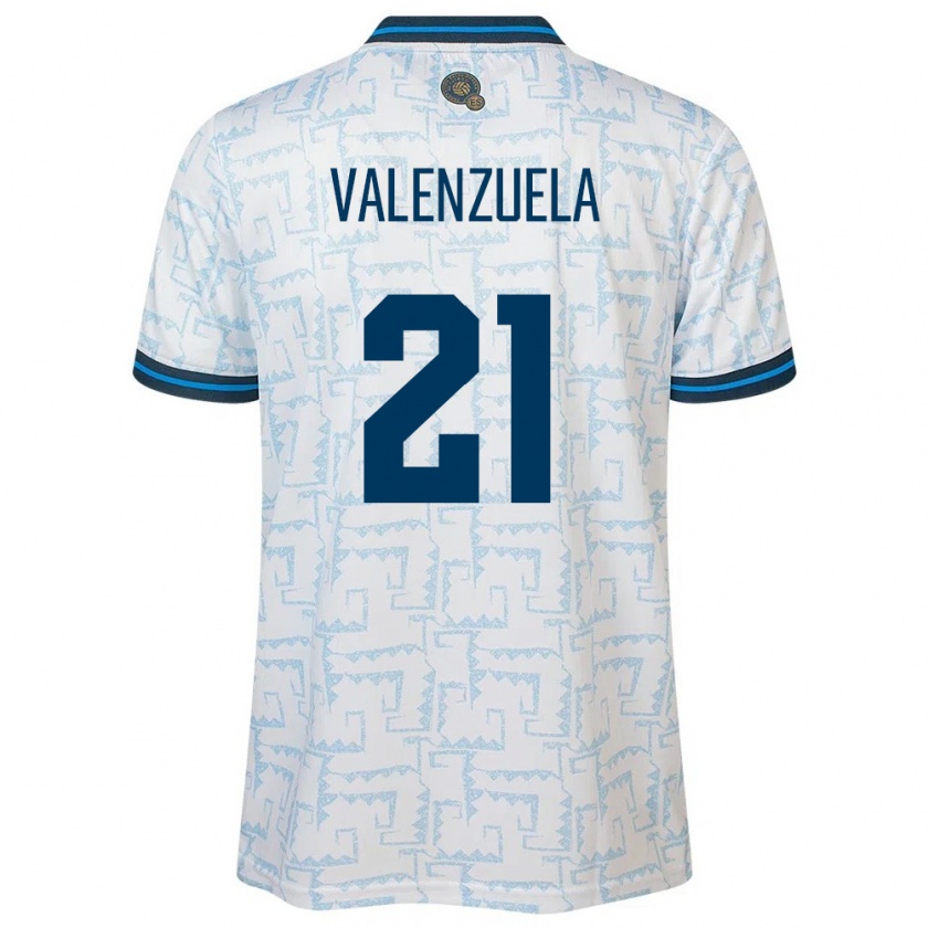 Kandiny Hombre Camiseta El Salvador Ana Valenzuela #21 Blanco 2ª Equipación 24-26 La Camisa