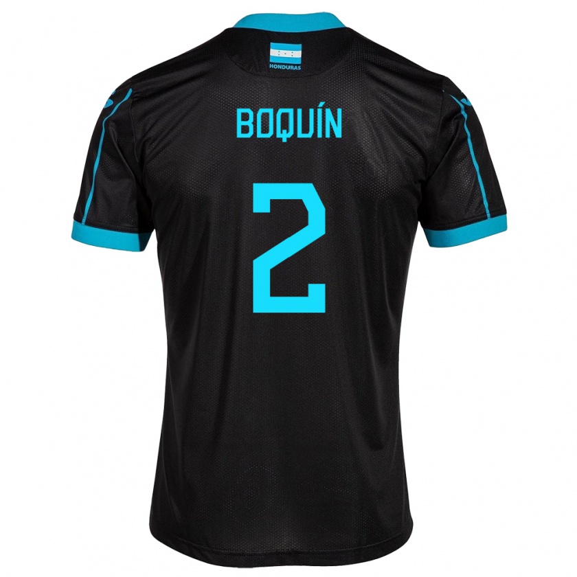 KandinyメンズホンジュラスStiven Boquín#2黒アウェイシャツ24-26ジャージーユニフォーム