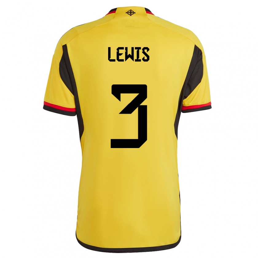 Kandiny Herren Nordirland Jamal Lewis #3 Weiß Auswärtstrikot Trikot 24-26 T-Shirt Österreich