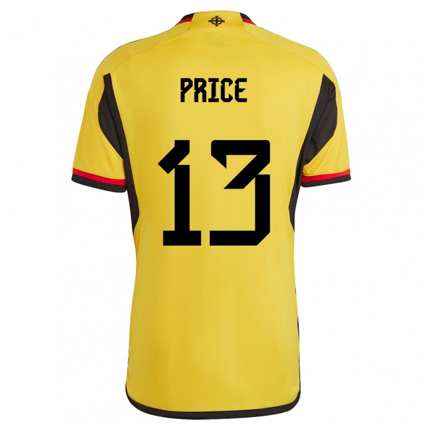 Kandiny Uomo Maglia Irlanda Del Nord Isaac Price #13 Bianco Kit Gara Away 24-26 Maglietta