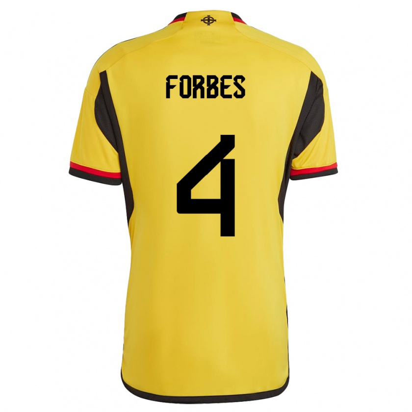 Kandiny Herren Nordirland Michael Forbes #4 Weiß Auswärtstrikot Trikot 24-26 T-Shirt Österreich