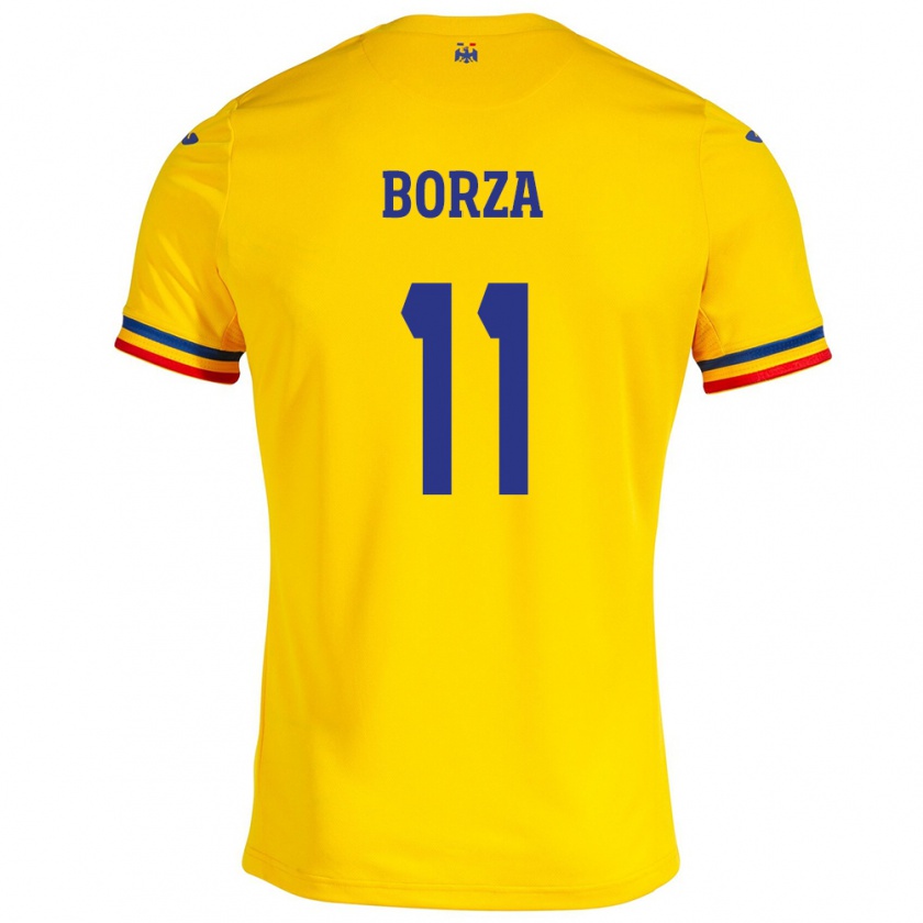 Kandiny Donna Maglia Romania Andrei Borza #11 Giallo Kit Gara Home 24-26 Maglietta