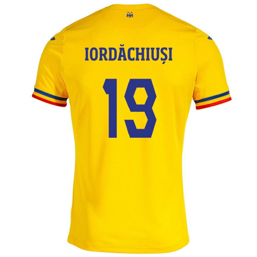 Kandiny Mujer Camiseta Rumania Olga Iordăchiuși #19 Amarillo 1ª Equipación 24-26 La Camisa