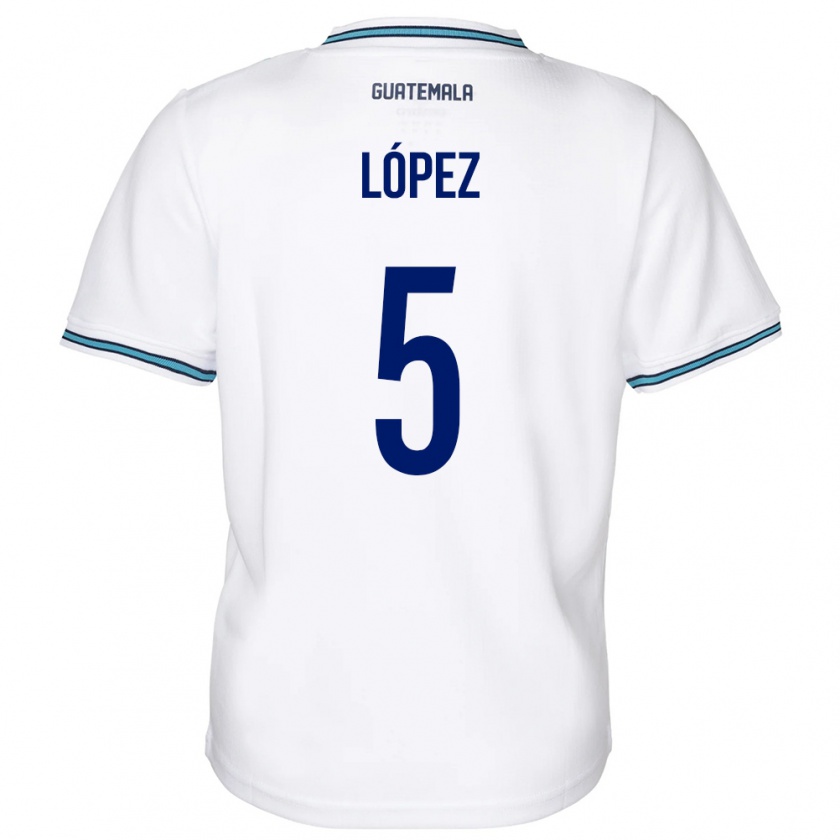 Kandiny Mujer Camiseta Guatemala Jeffery López #5 Blanco 1ª Equipación 24-26 La Camisa