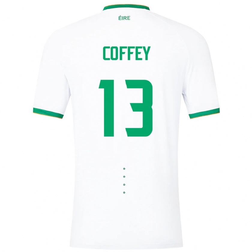 Kandiny Mujer Camiseta Irlanda Fiachra Coffey #13 Blanco 2ª Equipación 24-26 La Camisa