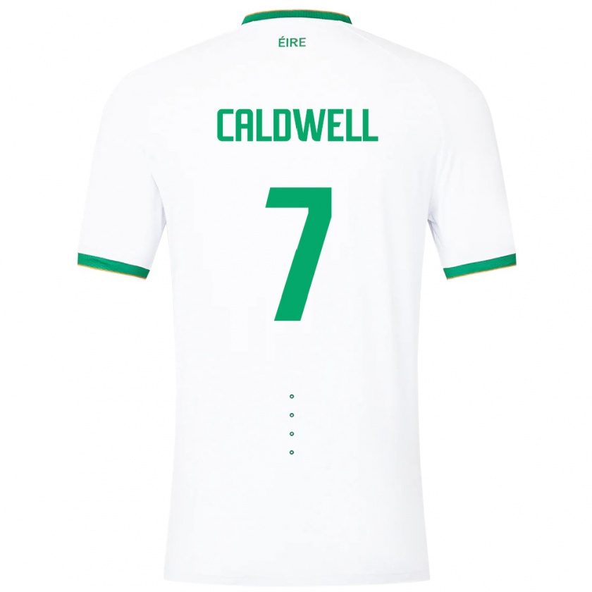 Kandiny Mujer Camiseta Irlanda Diane Caldwell #7 Blanco 2ª Equipación 24-26 La Camisa