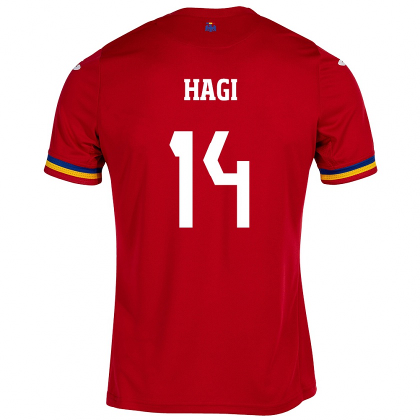 Kandiny Donna Maglia Romania Ianis Hagi #14 Rosso Kit Gara Away 24-26 Maglietta