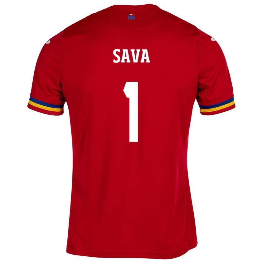 Kandiny Donna Maglia Romania Răzvan Sava #1 Rosso Kit Gara Away 24-26 Maglietta