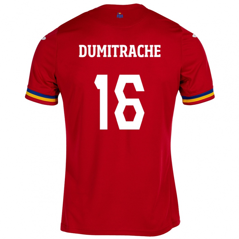 Kandiny Donna Maglia Romania Valentin Dumitrache #16 Rosso Kit Gara Away 24-26 Maglietta