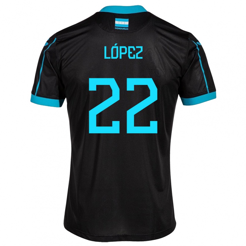 Kandiny Dames Honduras Luis López #22 Zwart Uitshirt Uittenue 24-26 T-Shirt