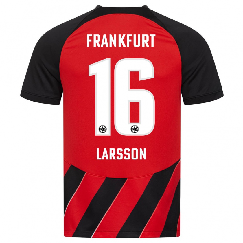 Kandiny Bambino Maglia Hugo Larsson #16 Rosso Nero Kit Gara Home 2023/24 Maglietta