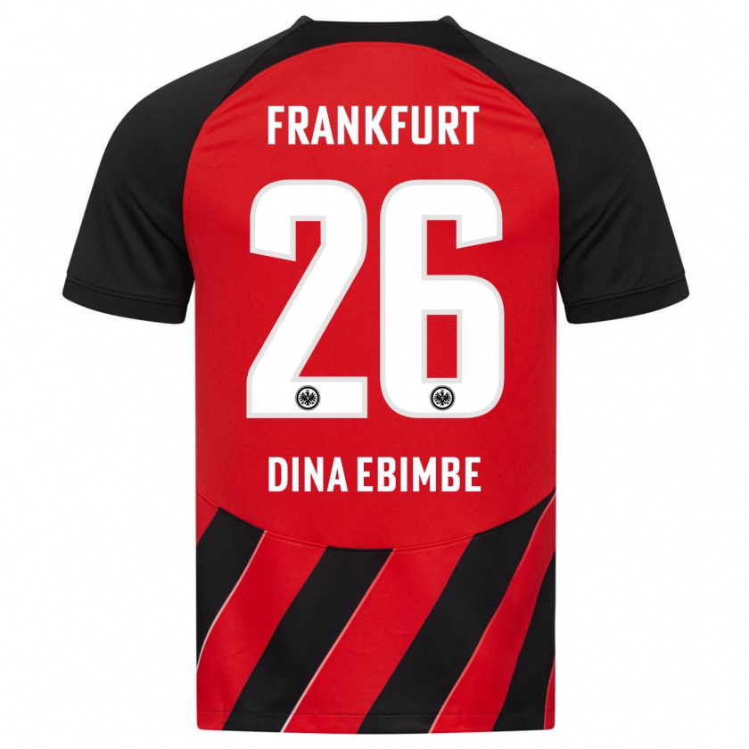 Kandiny Kinderen Junior Dina Ebimbe #26 Rood Zwart Thuisshirt Thuistenue 2023/24 T-Shirt België