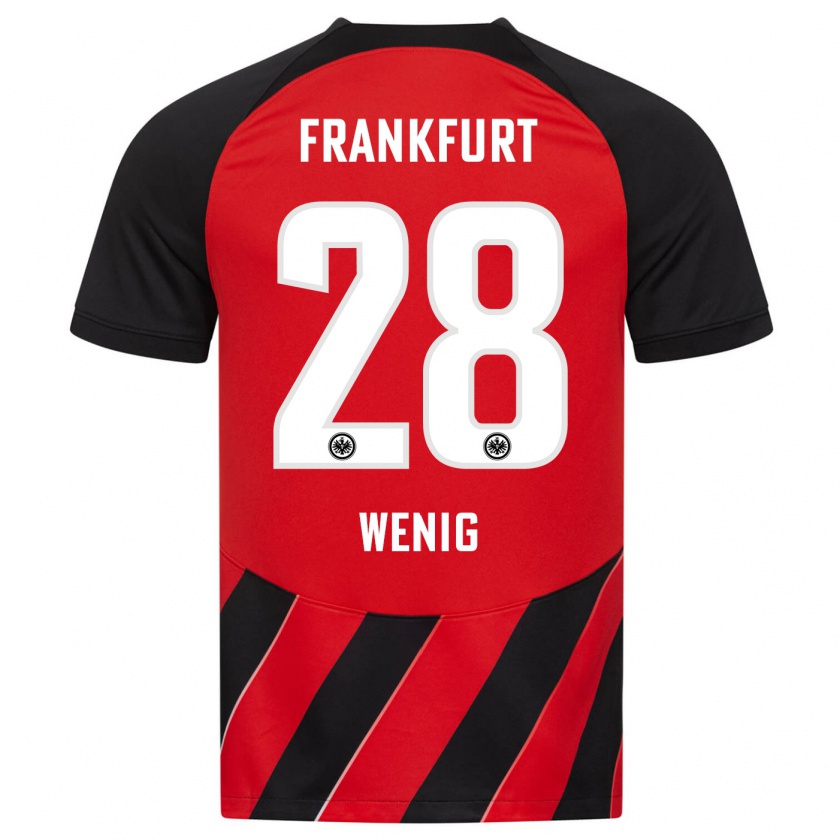 Kandiny Bambino Maglia Marcel Wenig #28 Rosso Nero Kit Gara Home 2023/24 Maglietta