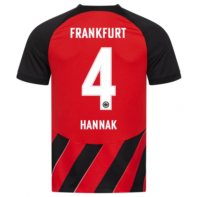 Kandiny Bambino Maglia Tim Hannak #4 Rosso Nero Kit Gara Home 2023/24 Maglietta