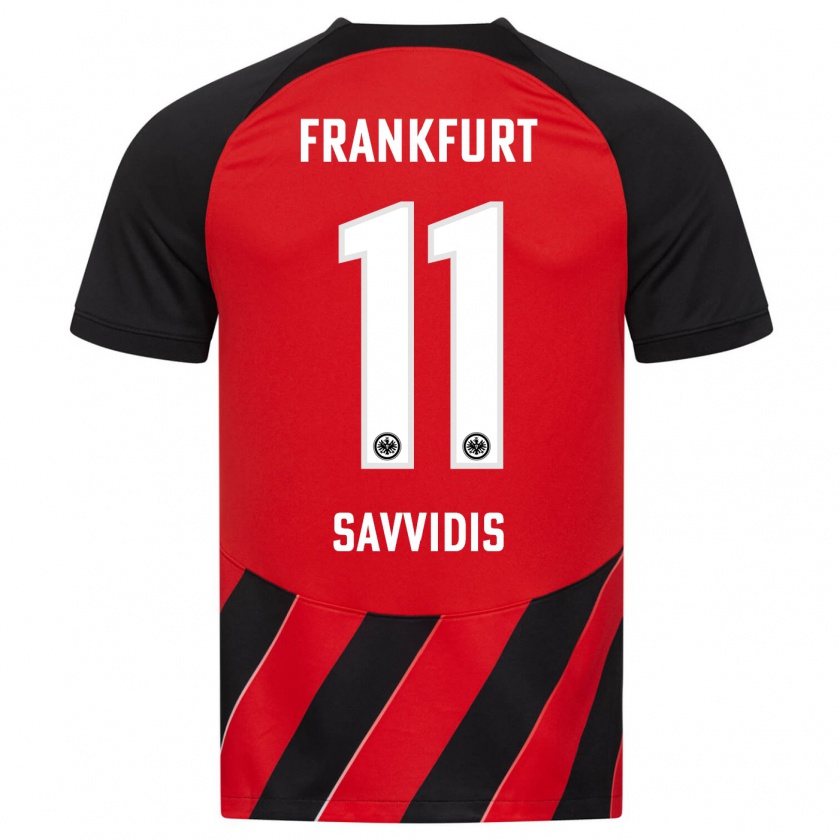 Kandiny Bambino Maglia Rafail Savvidis #11 Rosso Nero Kit Gara Home 2023/24 Maglietta