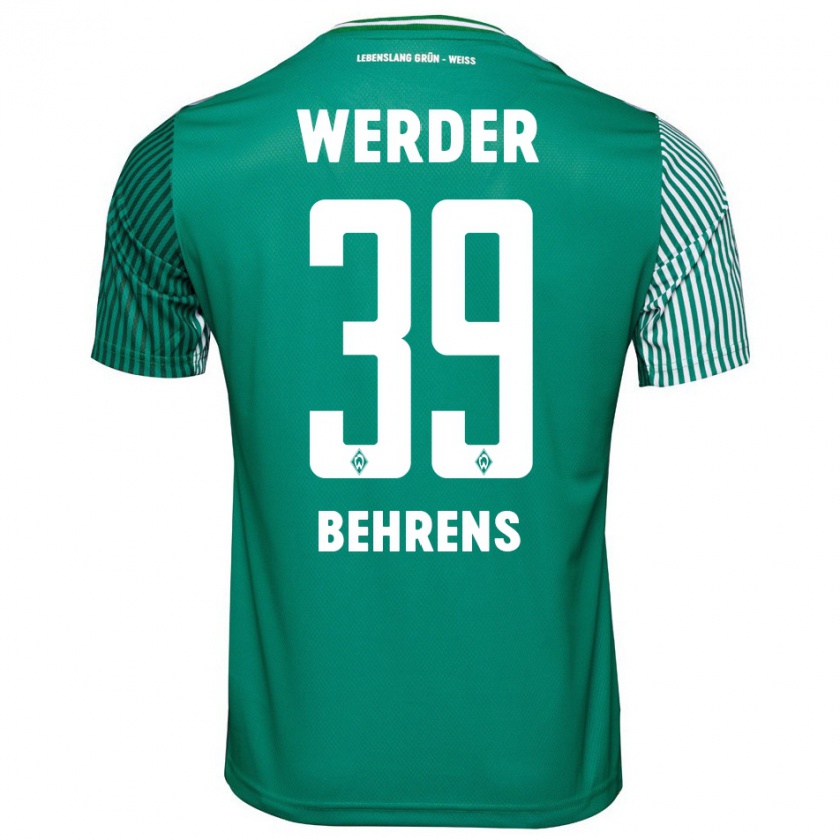 Kandiny Bambino Maglia Jette Behrens #39 Verde Kit Gara Home 2023/24 Maglietta