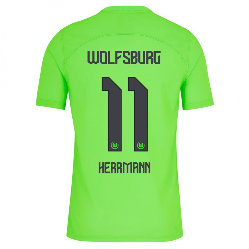 Kandiny Bambino Maglia Max Herrmann #11 Verde Kit Gara Home 2023/24 Maglietta