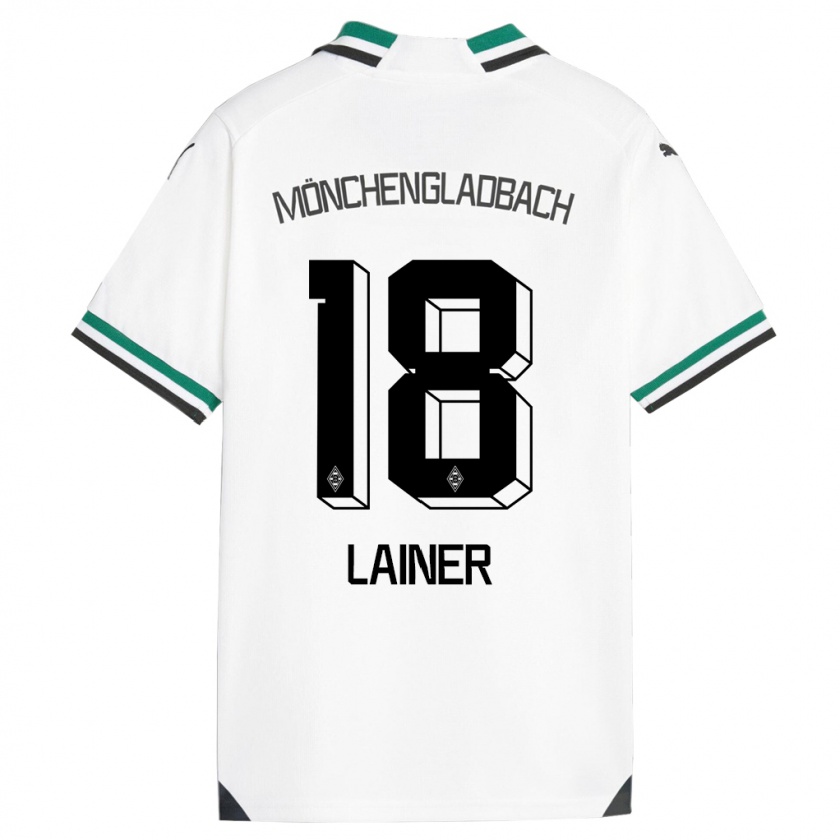 Kandiny Kinderen Stefan Lainer #18 Wit Groen Thuisshirt Thuistenue 2023/24 T-Shirt België