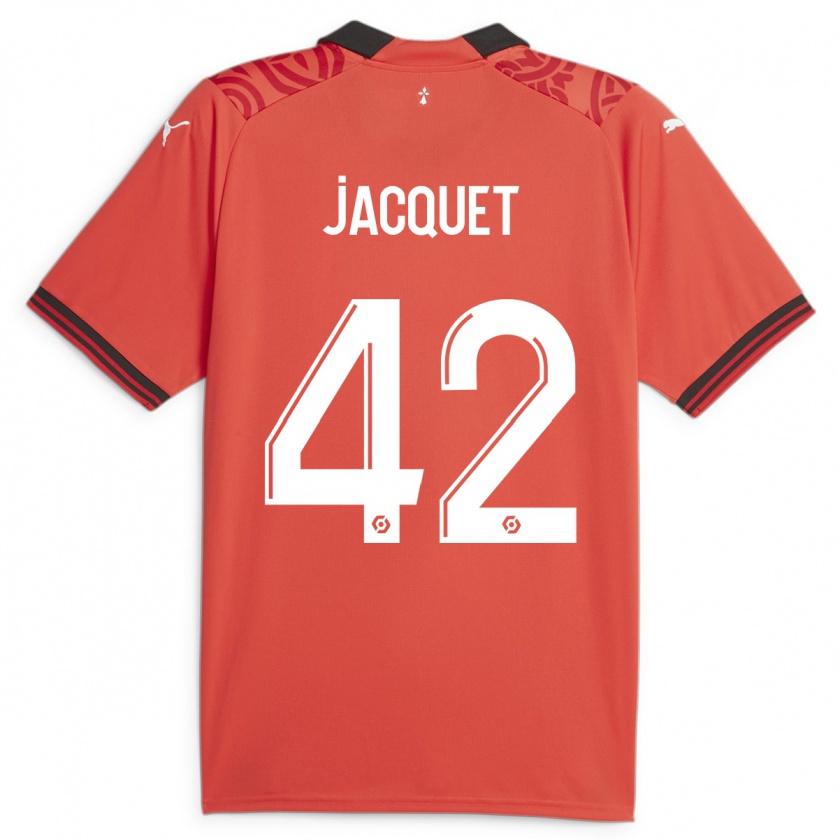 Kandiny Bambino Maglia Jérémy Jacquet #42 Rosso Kit Gara Home 2023/24 Maglietta