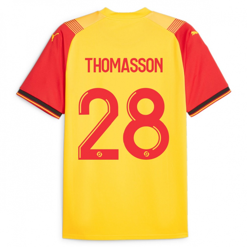 Kandiny Kinderen Adrien Thomasson #28 Geel Thuisshirt Thuistenue 2023/24 T-Shirt België