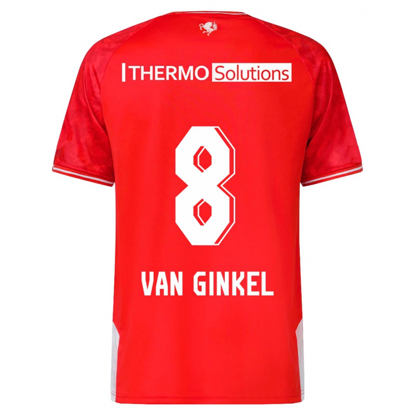 Kandiny Kinderen Danique Van Ginkel #8 Rood Thuisshirt Thuistenue 2023/24 T-Shirt België