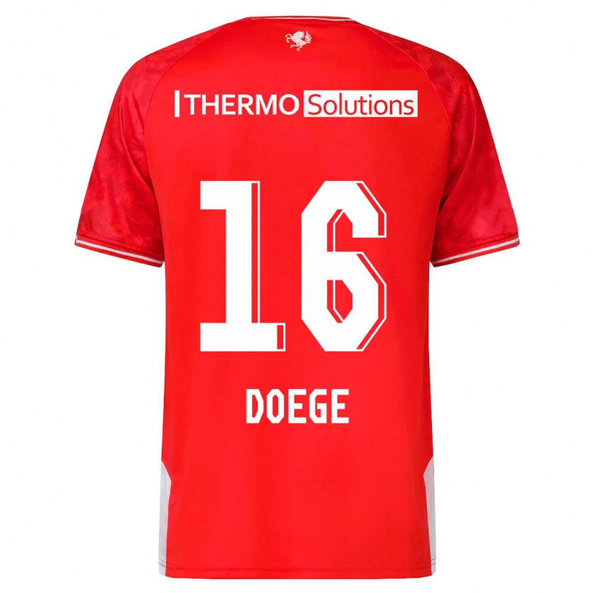 Kandiny Niño Camiseta Leonie Doege #16 Rojo 1ª Equipación 2023/24 La Camisa