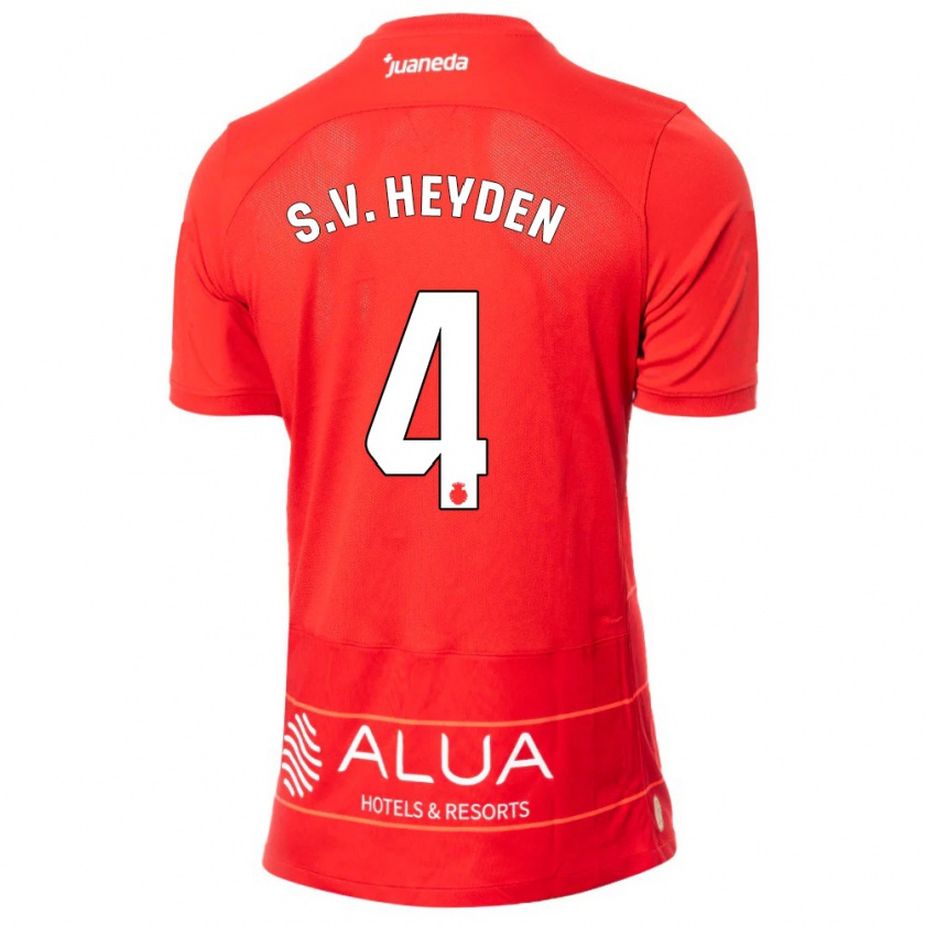 Kandiny Bambino Maglia Siebe Van Der Heyden #4 Rosso Kit Gara Home 2023/24 Maglietta