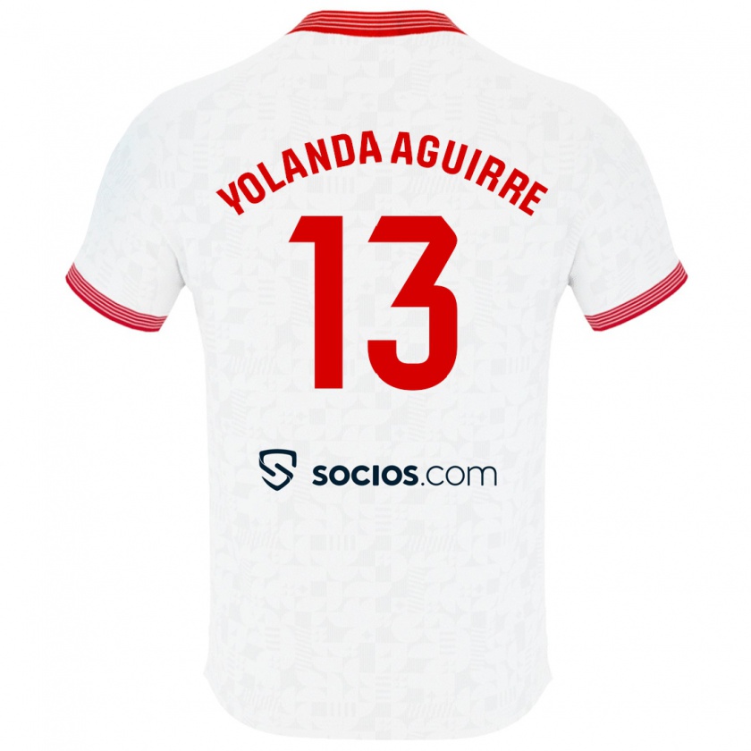 Kandiny Niño Camiseta Yolanda Aguirre Gutiérrez #13 Blanco 1ª Equipación 2023/24 La Camisa México