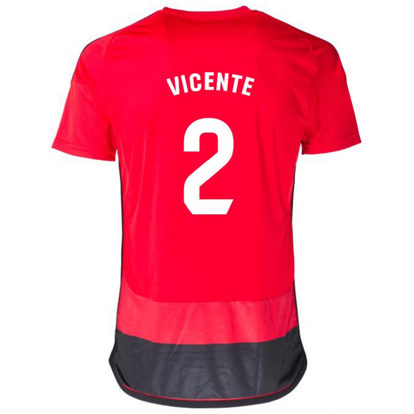 Kandiny Niño Camiseta David Vicente #2 Negro Rojo 1ª Equipación 2023/24 La Camisa