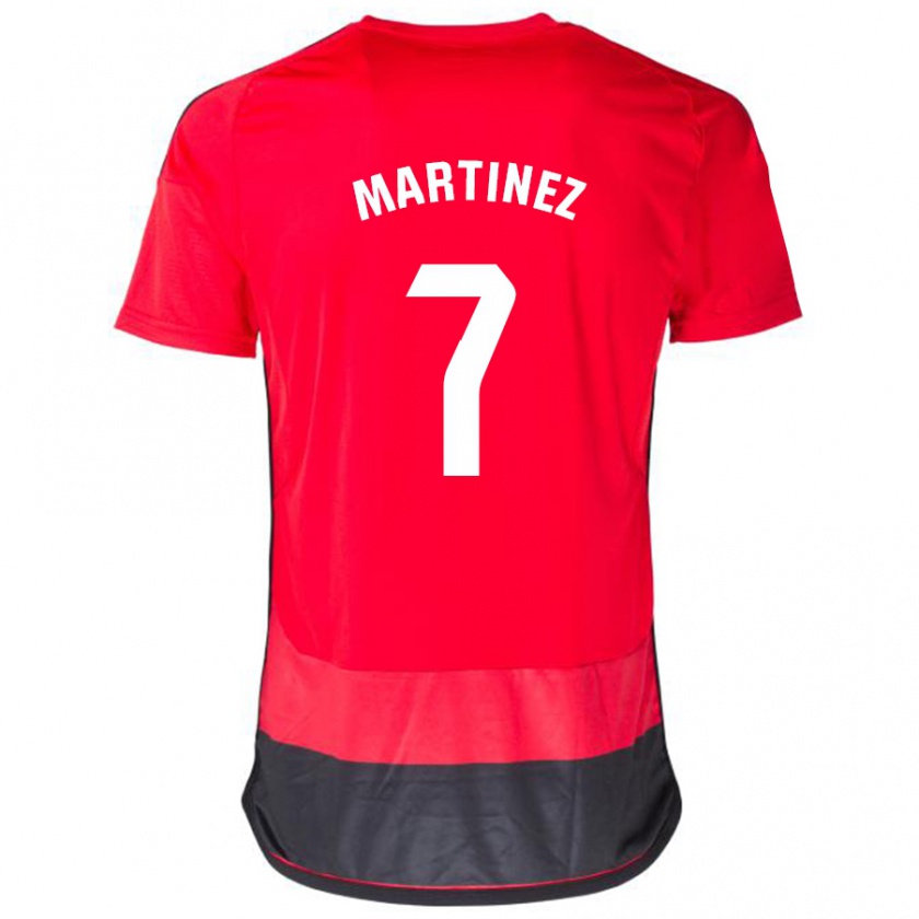 Kandiny Niño Camiseta Gabri Martínez #7 Negro Rojo 1ª Equipación 2023/24 La Camisa México