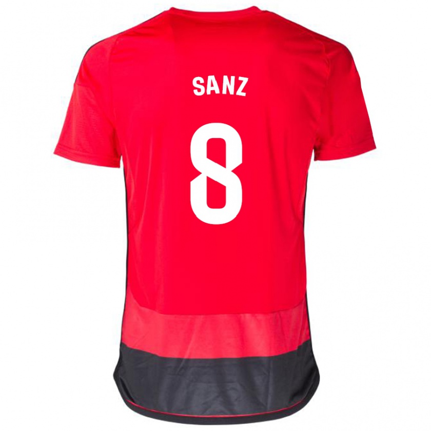 Kandiny Niño Camiseta Álvaro Sanz #8 Negro Rojo 1ª Equipación 2023/24 La Camisa