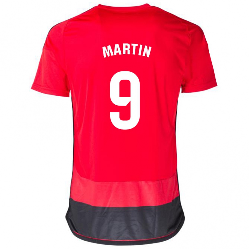 Kandiny Niño Camiseta Carlos Martín #9 Negro Rojo 1ª Equipación 2023/24 La Camisa