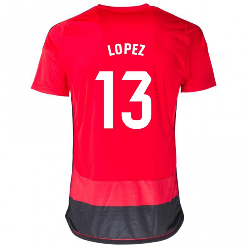 Kandiny Bambino Maglia Luis López #13 Rosso Nero Kit Gara Home 2023/24 Maglietta