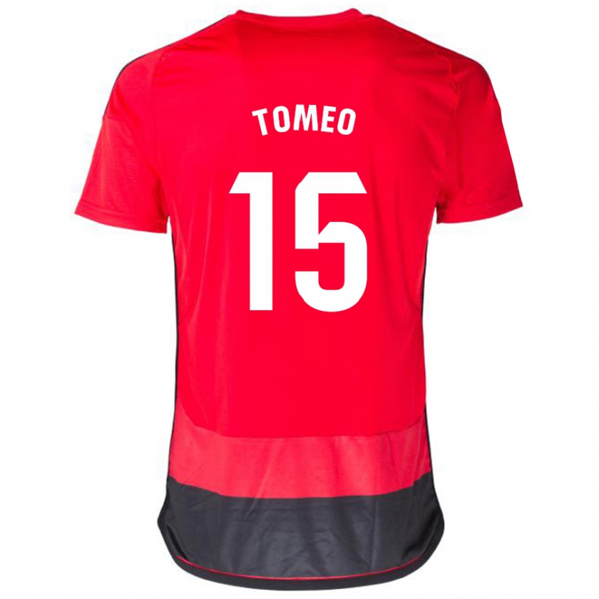 Kandiny Bambino Maglia Pablo Tomeo #15 Rosso Nero Kit Gara Home 2023/24 Maglietta