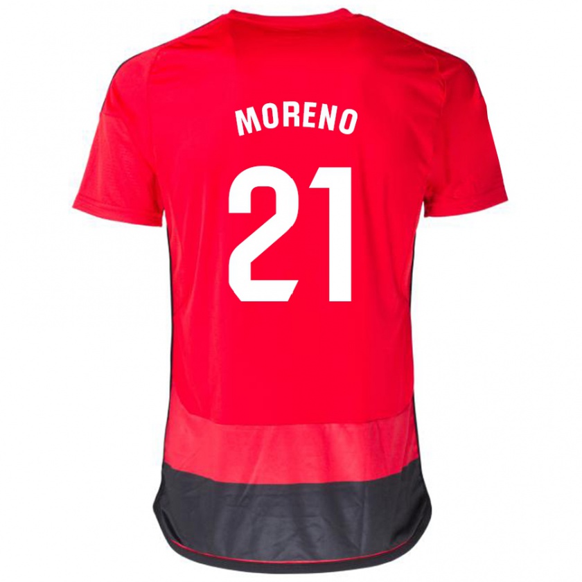 Kandiny Niño Camiseta Diego Moreno #21 Negro Rojo 1ª Equipación 2023/24 La Camisa México