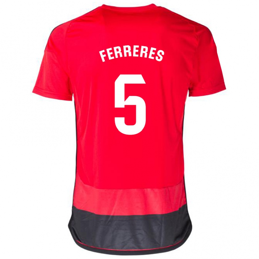 Kandiny Niño Camiseta Manolo Ferreres #5 Negro Rojo 1ª Equipación 2023/24 La Camisa