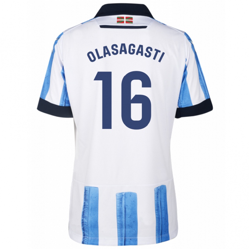 Kandiny Kinderen Jon Ander Olasagasti #16 Blauw Wit Thuisshirt Thuistenue 2023/24 T-Shirt België