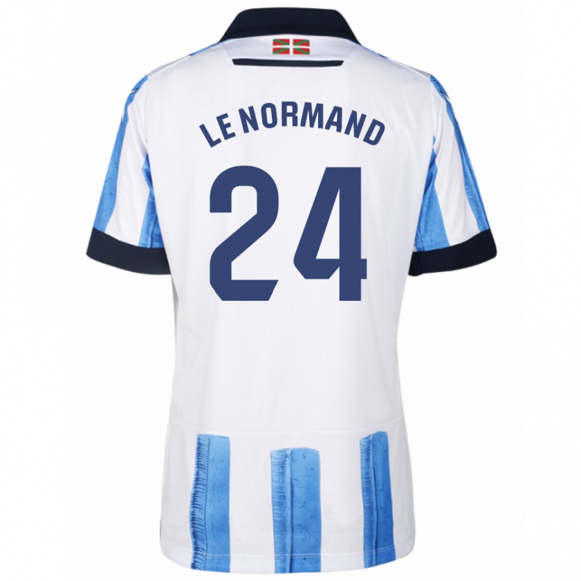 Kandiny Bambino Maglia Robin Le Normand #24 Blu Bianco Kit Gara Home 2023/24 Maglietta