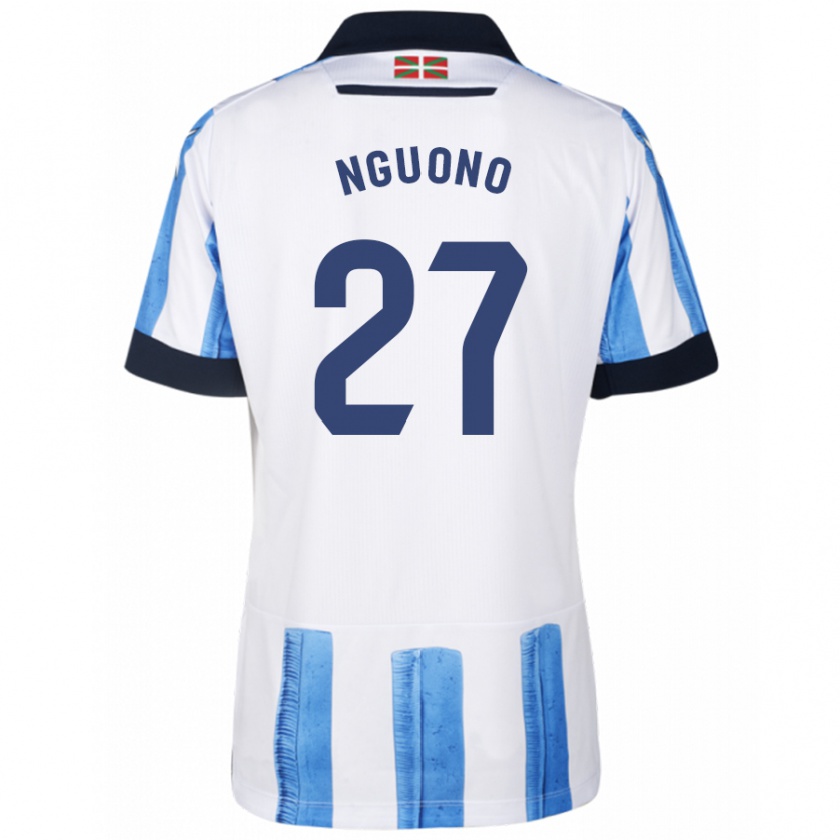 Kandiny Kinderen Job Nguono #27 Blauw Wit Thuisshirt Thuistenue 2023/24 T-Shirt België