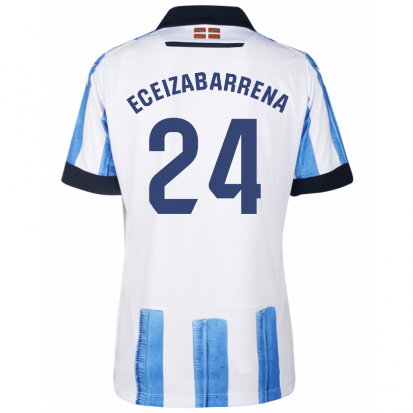 Kandiny Kinderen Jon Eceizabarrena #24 Blauw Wit Thuisshirt Thuistenue 2023/24 T-Shirt België