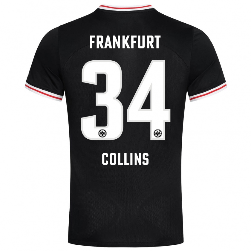 Kandiny Bambino Maglia Nnamdi Collins #34 Nero Kit Gara Away 2023/24 Maglietta