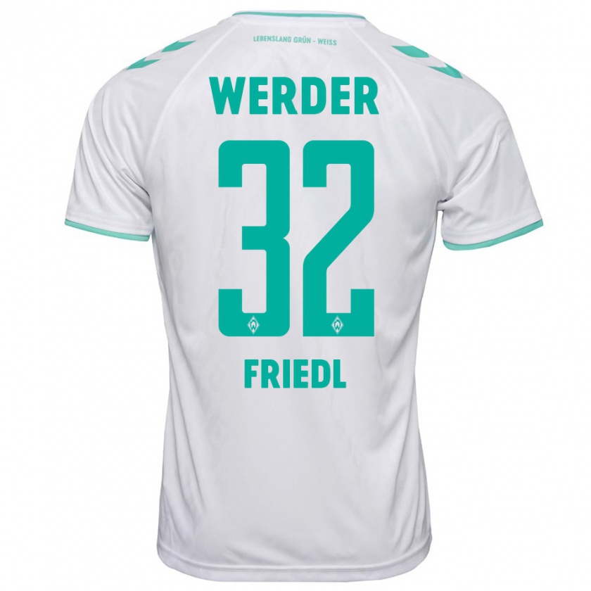 Kandiny Bambino Maglia Marco Friedl #32 Bianco Kit Gara Away 2023/24 Maglietta