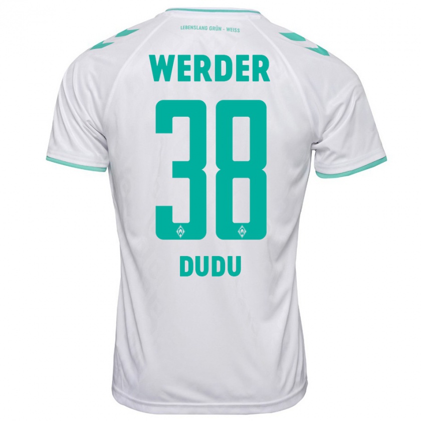 Kandiny Bambino Maglia Dudu #38 Bianco Kit Gara Away 2023/24 Maglietta