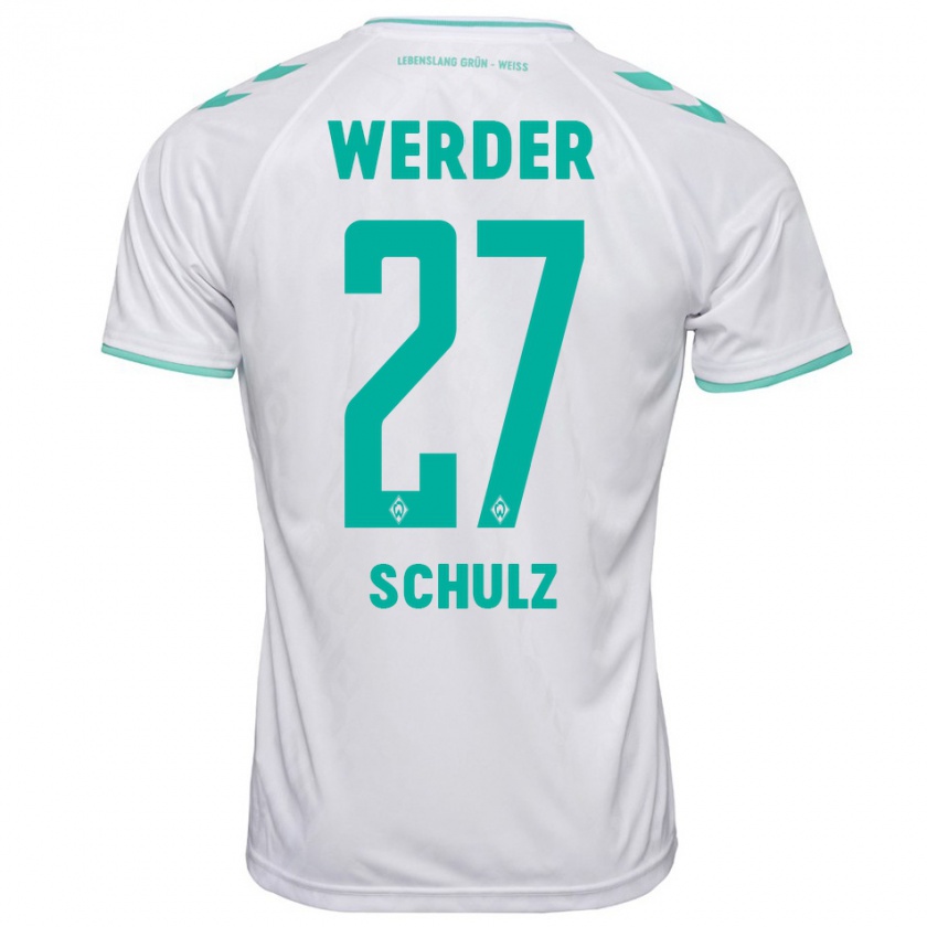 Kandiny Bambino Maglia Ole Schulz #27 Bianco Kit Gara Away 2023/24 Maglietta