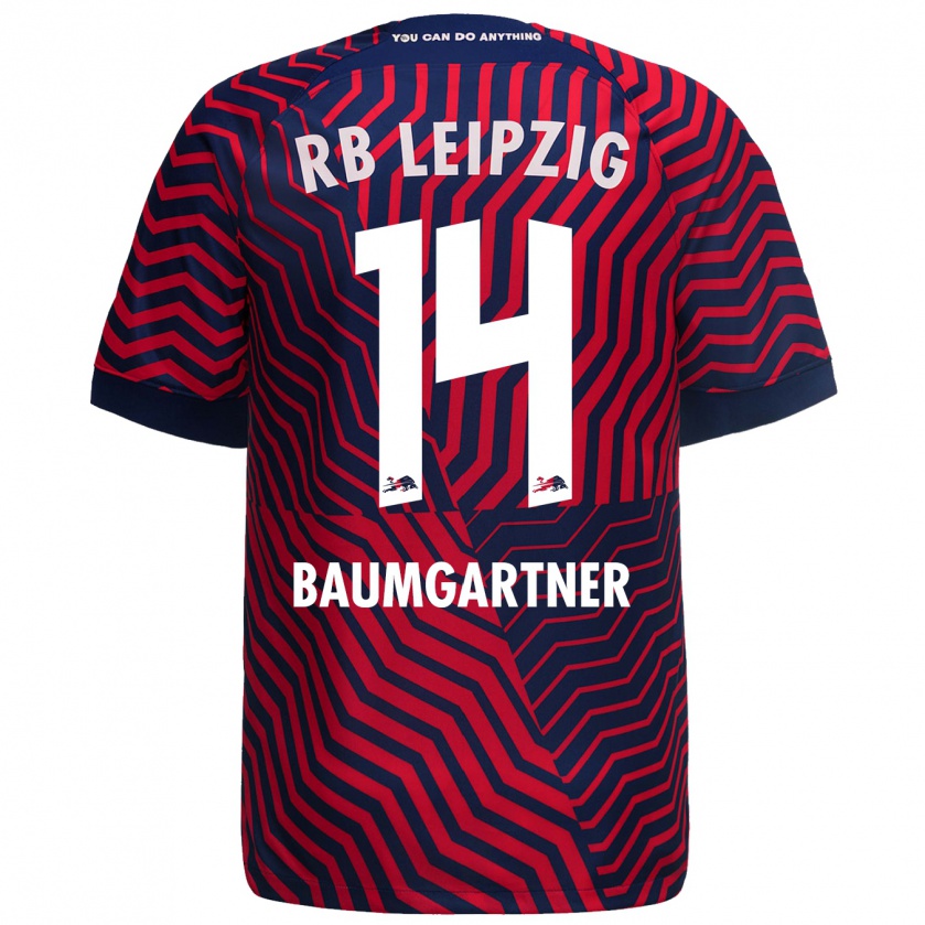 Kandiny Kinderen Christoph Baumgartner #14 Blauw Rood Uitshirt Uittenue 2023/24 T-Shirt België