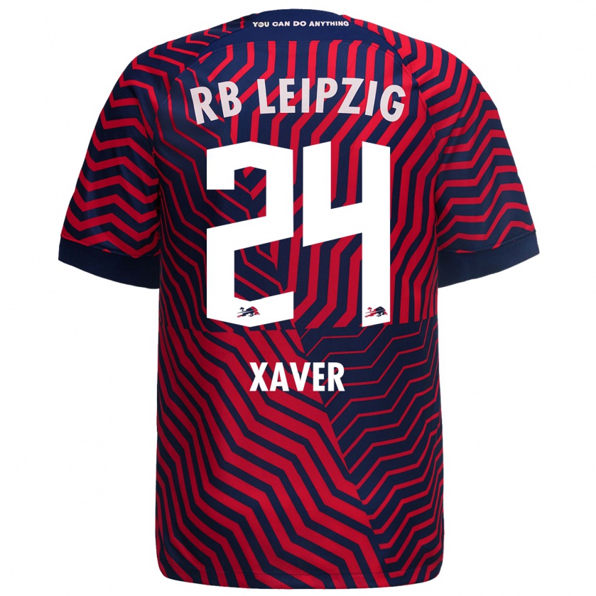 Kandiny Bambino Maglia Xaver Schlager #24 Blu Rosso Kit Gara Away 2023/24 Maglietta