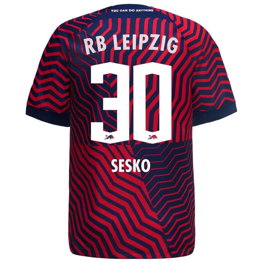 Kandiny Niño Camiseta Benjamin Sesko #30 Azul Rojo 2ª Equipación 2023/24 La Camisa